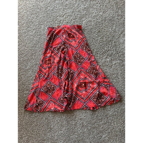 Anthropologie Skirted Wide Leg Retro Red Pants Trousers Size 6 Geometric Print s - Picture 8 of 8